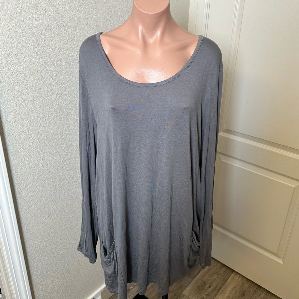 LOGO by Lori Goldstein Gray Women's Long Sleeve Top Sz XL